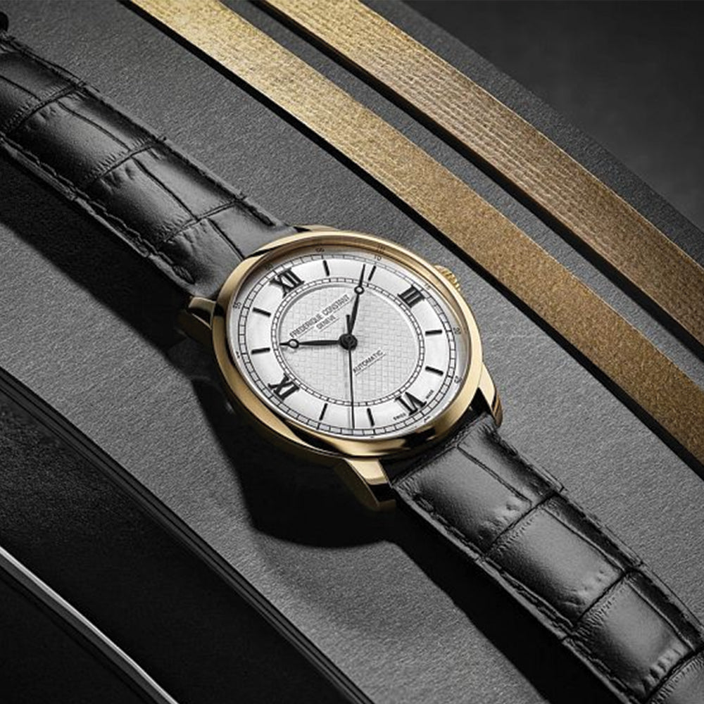 Classics Premiere Automatic Yellow Gold Steel 38.5mm - Silver on Leather Strap