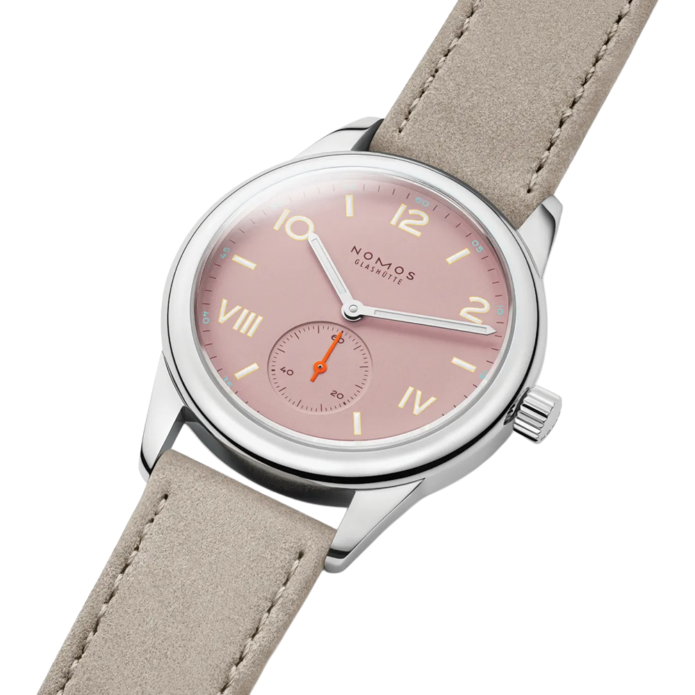 Club Campus Glass Back 36mm - Rose on Leather Strap