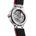 PrimaLuna Moonphase 34mm - White, Mother-of-Pearl w/ Diamonds on Red Leather Strap