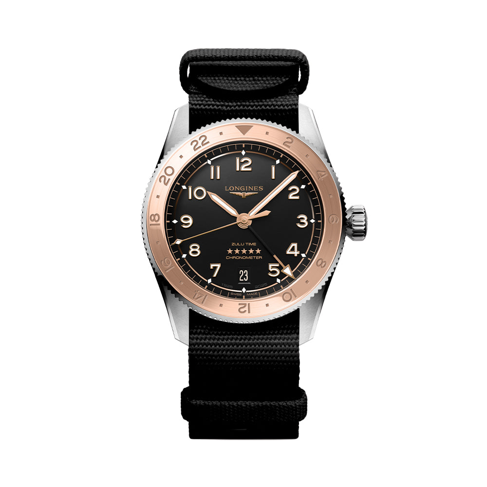 Spirit Zulu Time "1925" 18K Rose-Gold Capped Bezel 39mm - Black on Bracelet