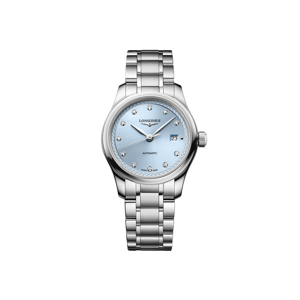 Master 30mm - Frosted Blue, Diamond-Set on Bracelet