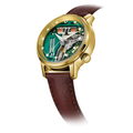 Spaceview 314 Limited Edition gold-tone skeleton watch with multicolor gears on a brown leather strap