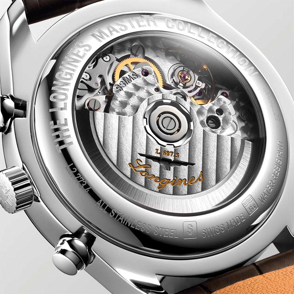 Master Collection Chronograph Moonphase 42mm - Silver on Leather Strap