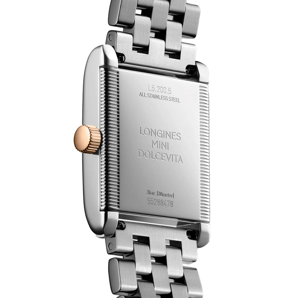 Mini DolceVita Steel and Pink Gold 29mm - Silver on Bracelet
