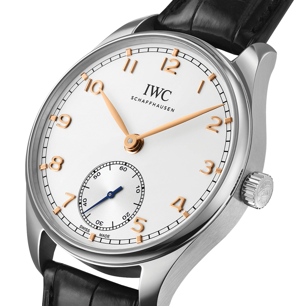 Portugieser Automatic 40mm - Silver w/ Black Accents on Leather Strap