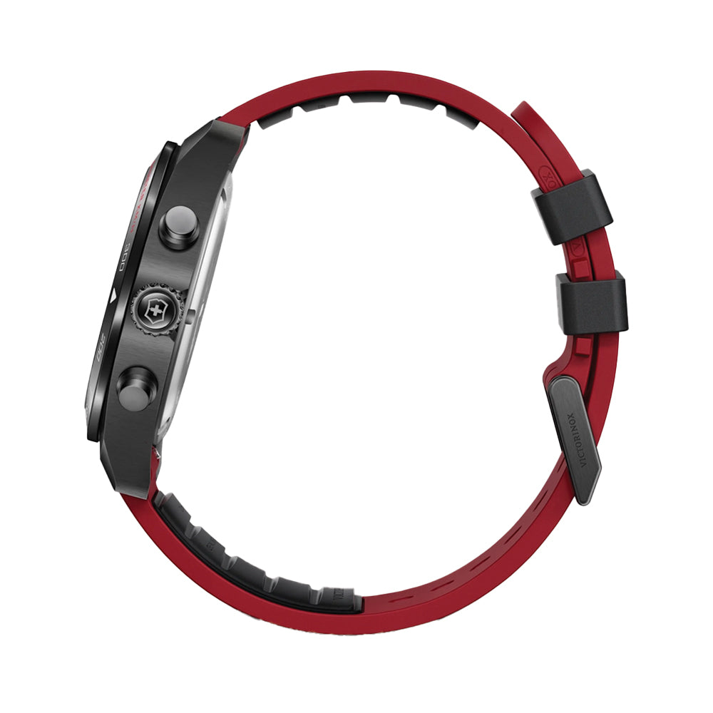 Swiss Army Chrono Quartz 42mm - Black on Black and Red Rubber Strap