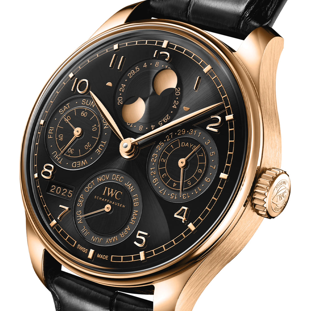 Portugieser Perpetual Calendar 18K Armor Gold® Case 44mm - Black on Leather Strap