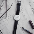 Max Bill Automatic w/ Numerals and Sapphire Crystal 38mm - Silver on Leather Strap