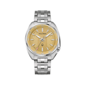 Elevation 39mm champagne dial on stainless steel bracelet watch with a brushed case.