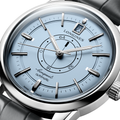 Conquest Heritage Central Power Reserve 38mm - Light Blue Opaline on Leather Strap
