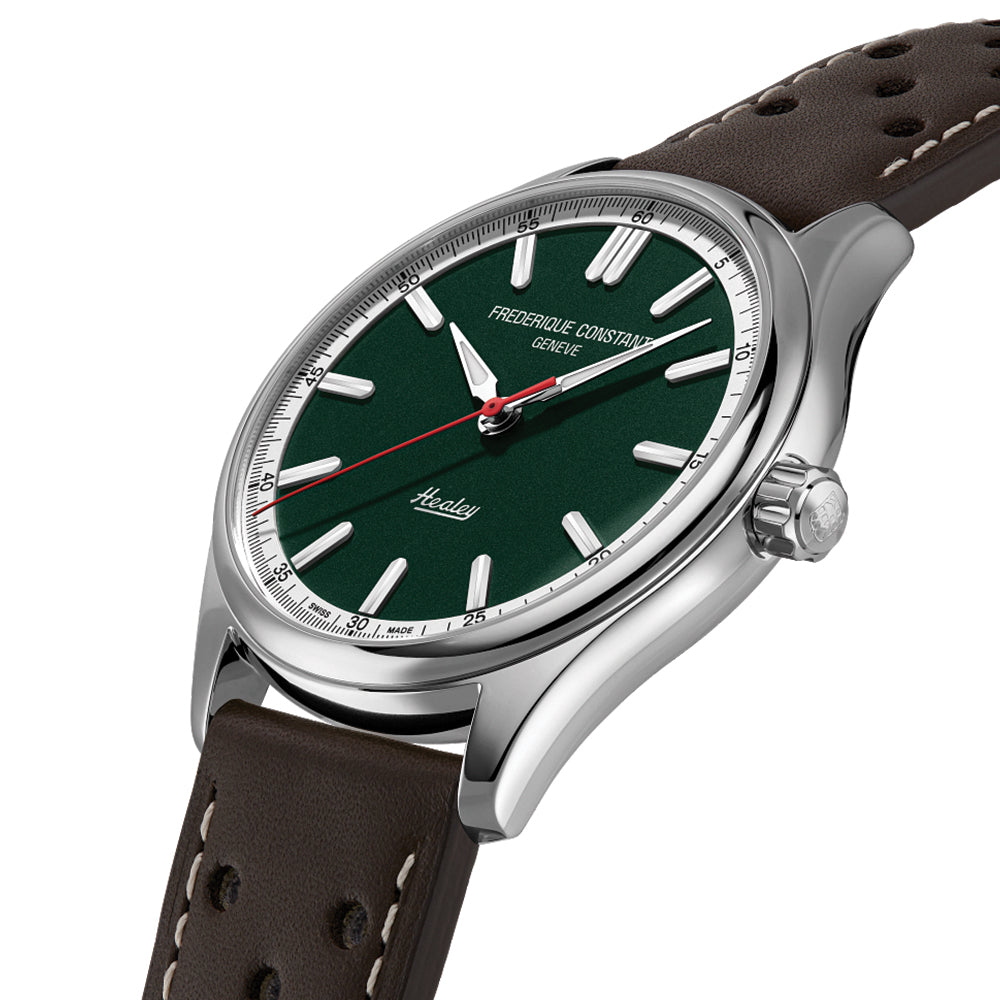 Classic Vintage Rally Healey Automatic 40mm - Green on Leather Strap