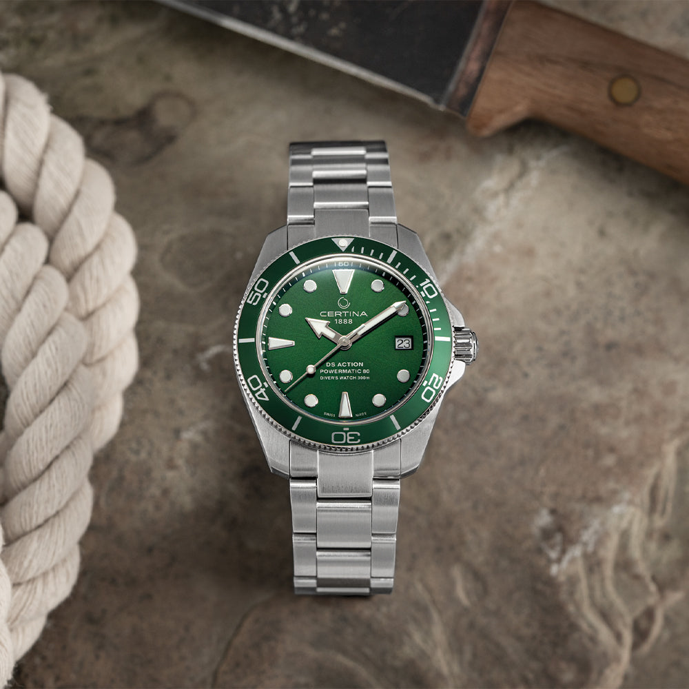 DS Action Diver Powermatic 80 38mm - Green on Bracelet