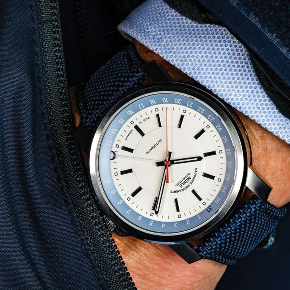 29er Big Pointer Date Automatic 42.4mm  - White on Blue Canvas Strap