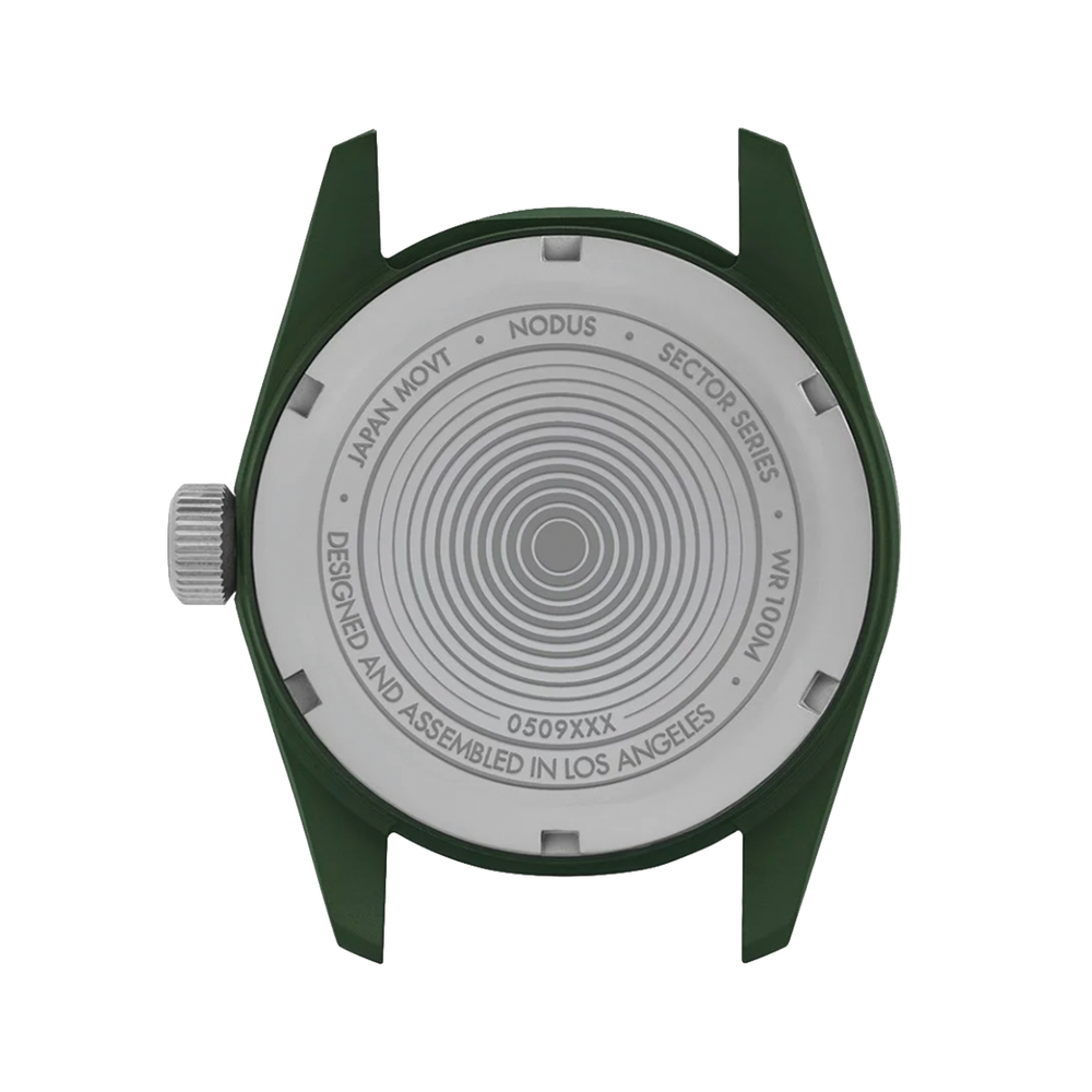 Sector II Field Titanium Canopy 38mm - Green on Rubber Strap
