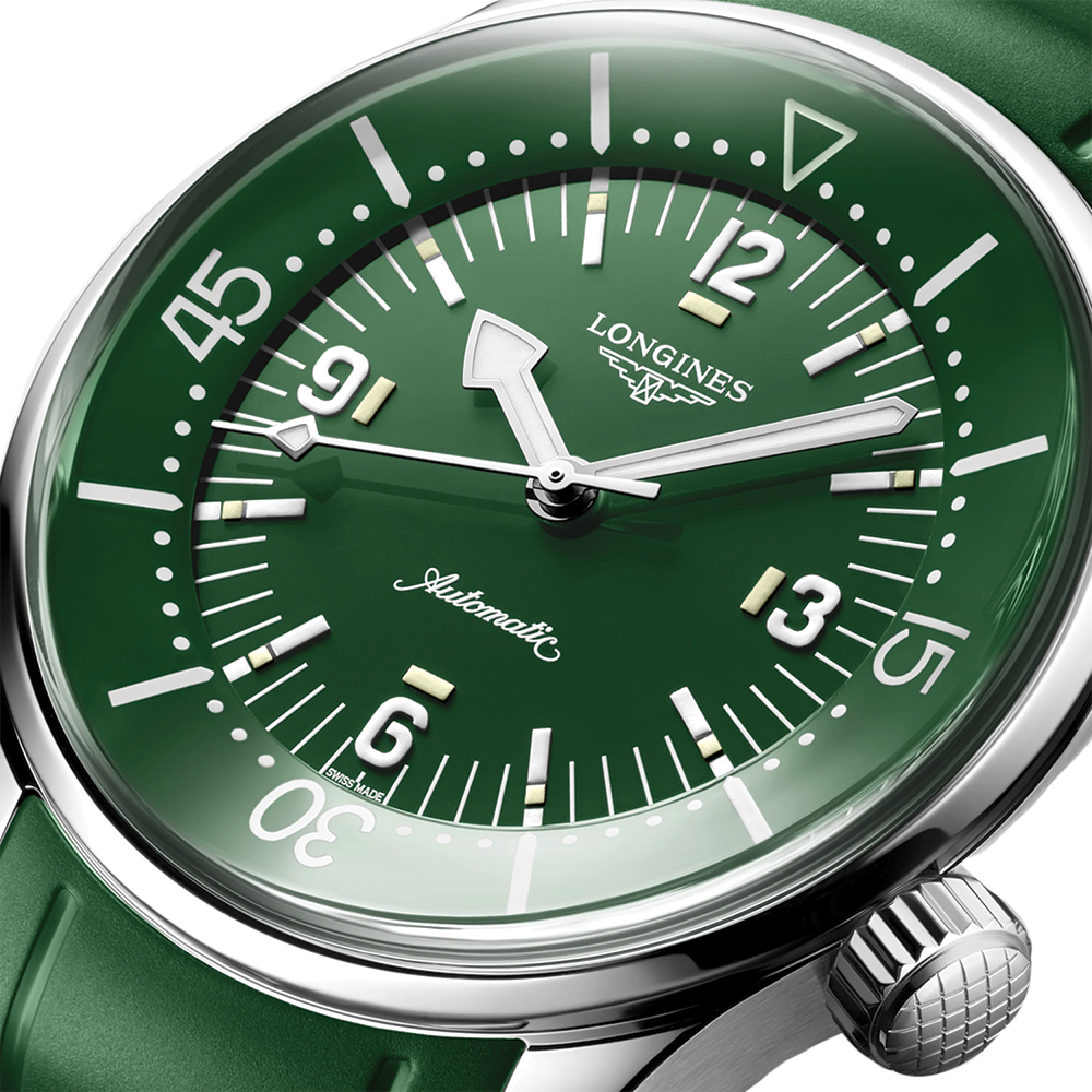 Legend Diver 39mm - Green on Rubber Strap