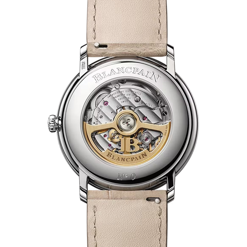 Villeret 40mm - Opaline Gold-Toned White on Alligator Leather Strap