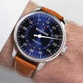 Perigraph 43mm - Sunburst Blue on Leather Strap