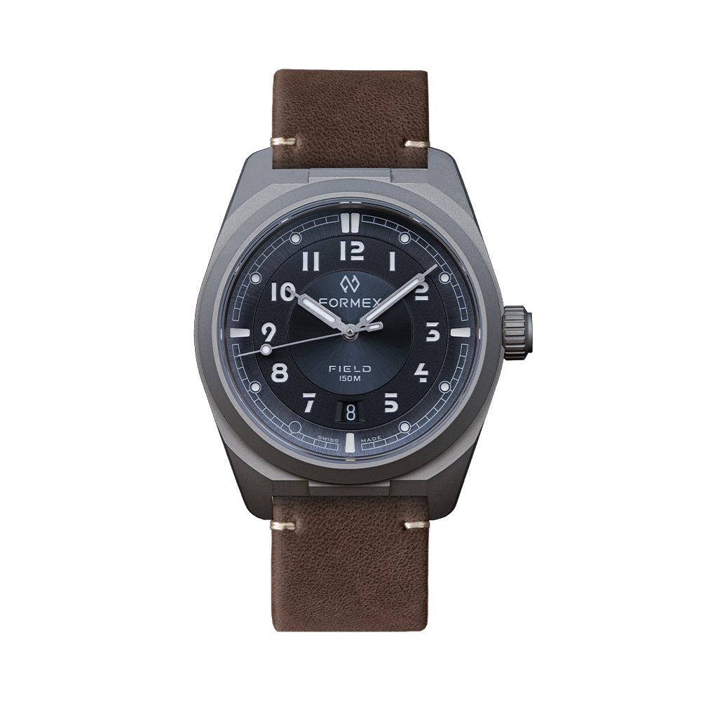 Field Automatic Gen 2 Basalt Grey 40mm watch with dark dial and brown leather strap