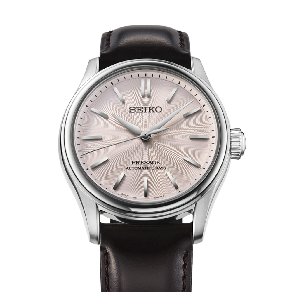 HCC003 Presage Classic Series 38mm - Pink on Leather Strap