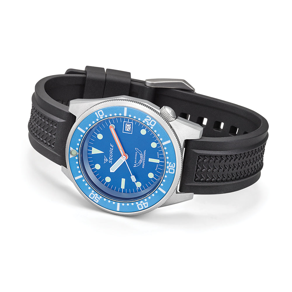 1521 Blue Blasted 42mm - Blue on Rubber Strap