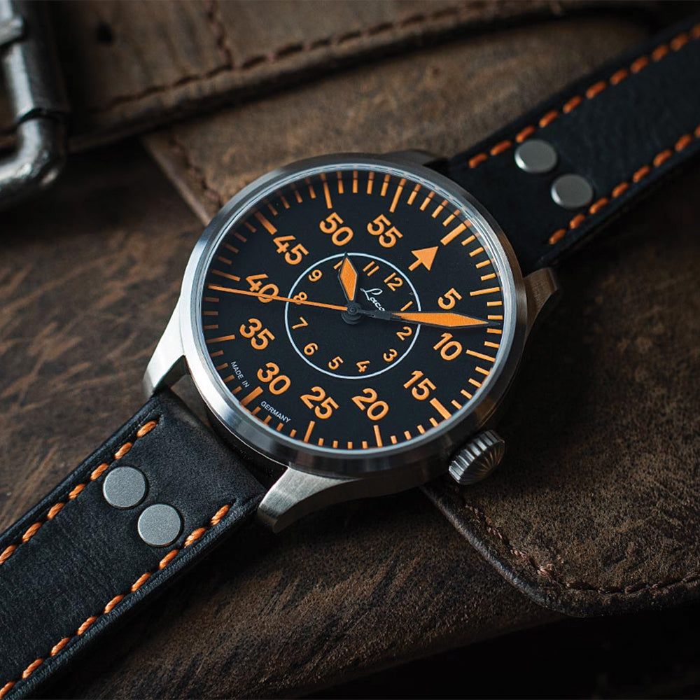 Pilot Watch Basic Palermo Automatic 39mm - Black/Orange on Leather Strap