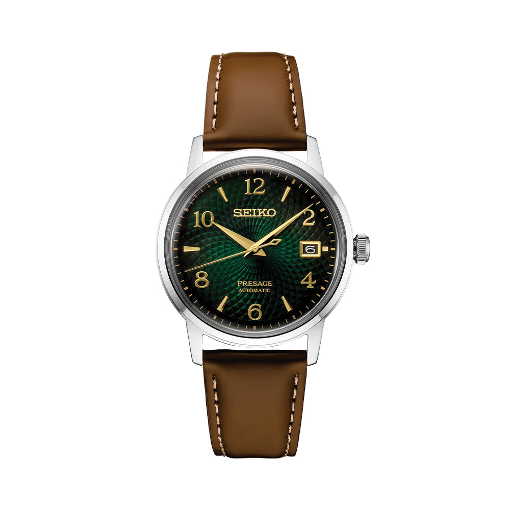 SRPE45 Presage Cocktail Time Automatic 38.5mm - Green on Leather Strap