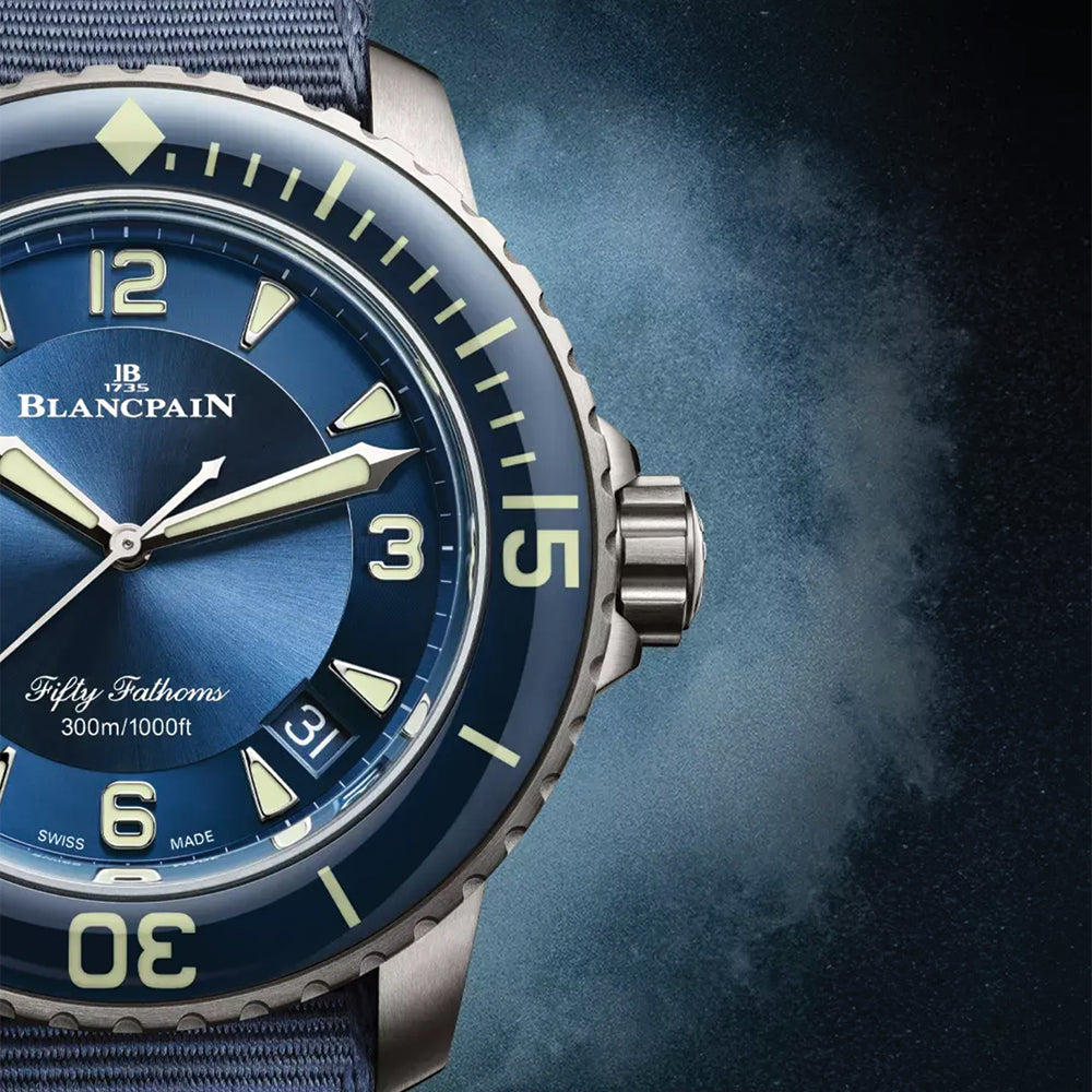 Fifty Fathoms Automatique Titanium 45mm - Blue on Sail-canvas Strap