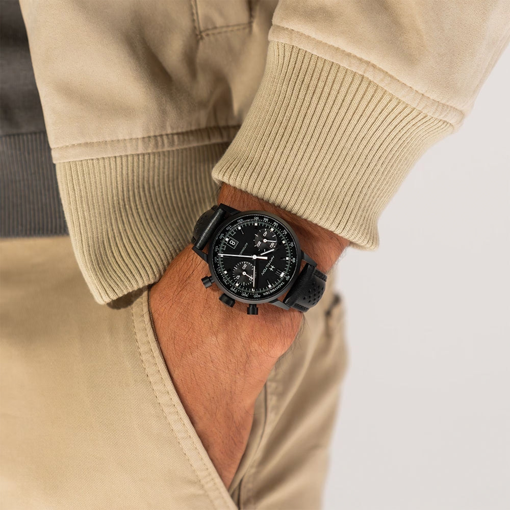 American Classic Intra-Matic Auto Chrono PVD 40mm - Black on Leather Strap