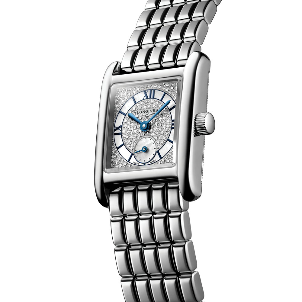 Mini DolceVita Quartz 29mm - Snow-Set, White, Mother-of-Pearl on Bracelet