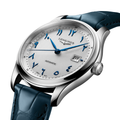 Master 41mm - Silver, Eastern Arabic Numerals on Leather Strap