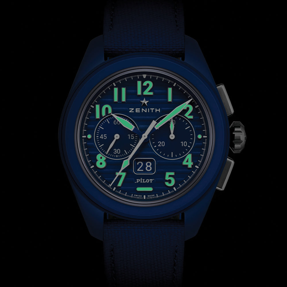 Pilot Big Date Flyback 160th Anniversary Edition Ceramic 41mm - Blue on Rubber Strap w/ Extra Leather Strap