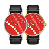 Twice Unique "Rive Gauche" Ludwig Steel and Gold 35mm - Red on Leather Strap