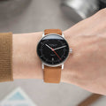 Hamburg 38mm - Black/Red on Brown Leather Strap