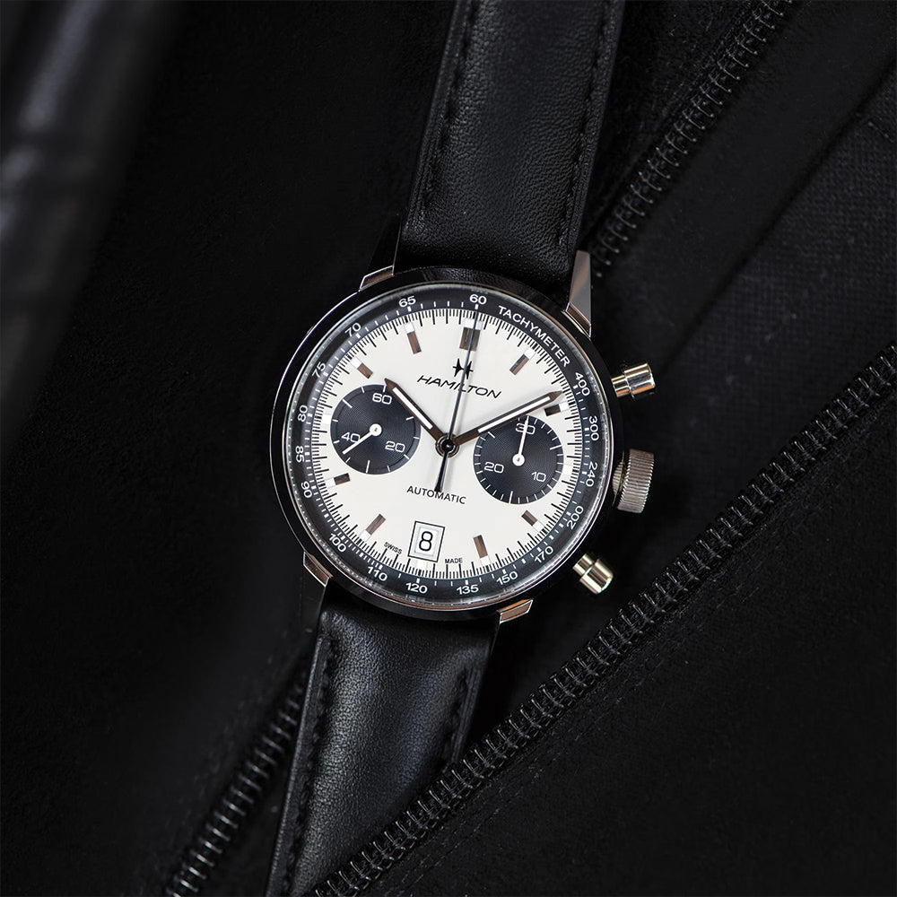 American Classic Intra-Matic Auto Chrono 40mm - White on Leather Strap