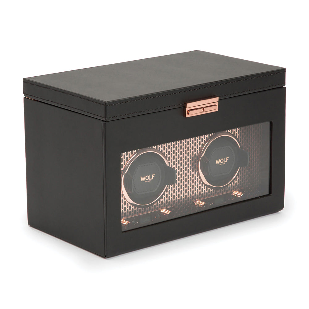 Axis Double Watch Winder With Storage - Copper
