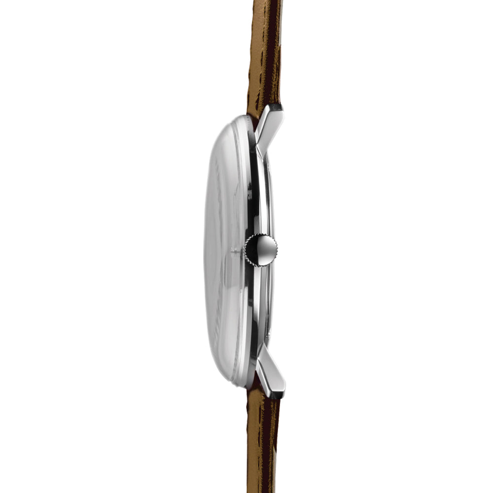 Max Bill Quartz 38mm - White on Leather Strap