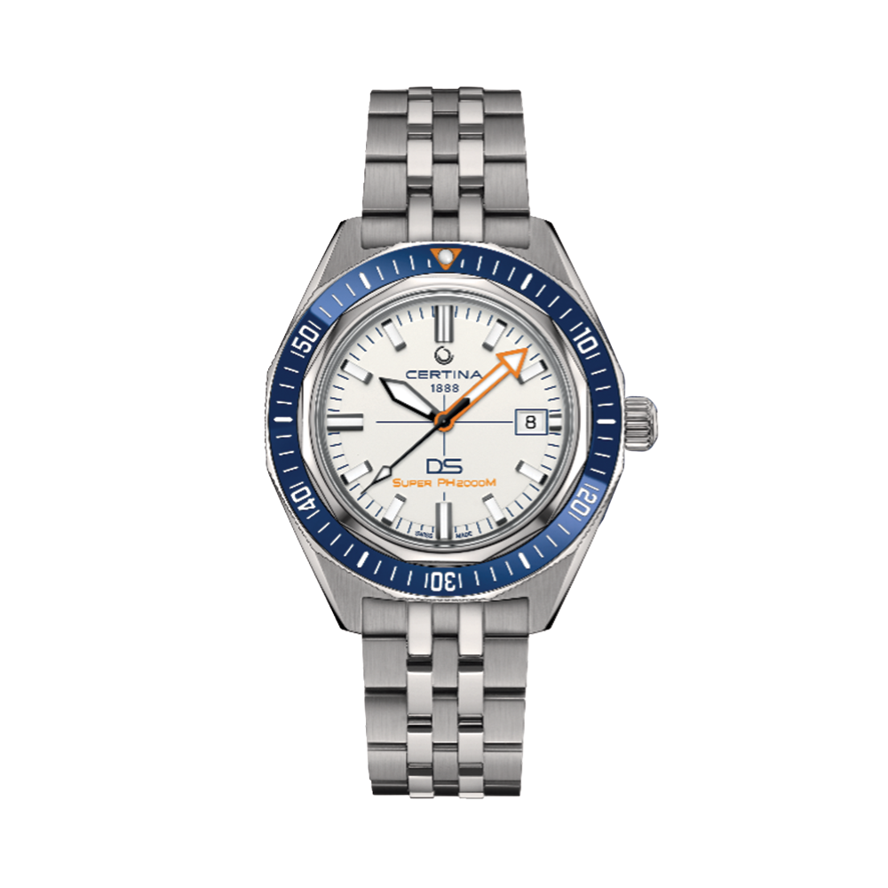 DS Super PH2000M 43mm - White on Bracelet w/ Additional Fabric Strap