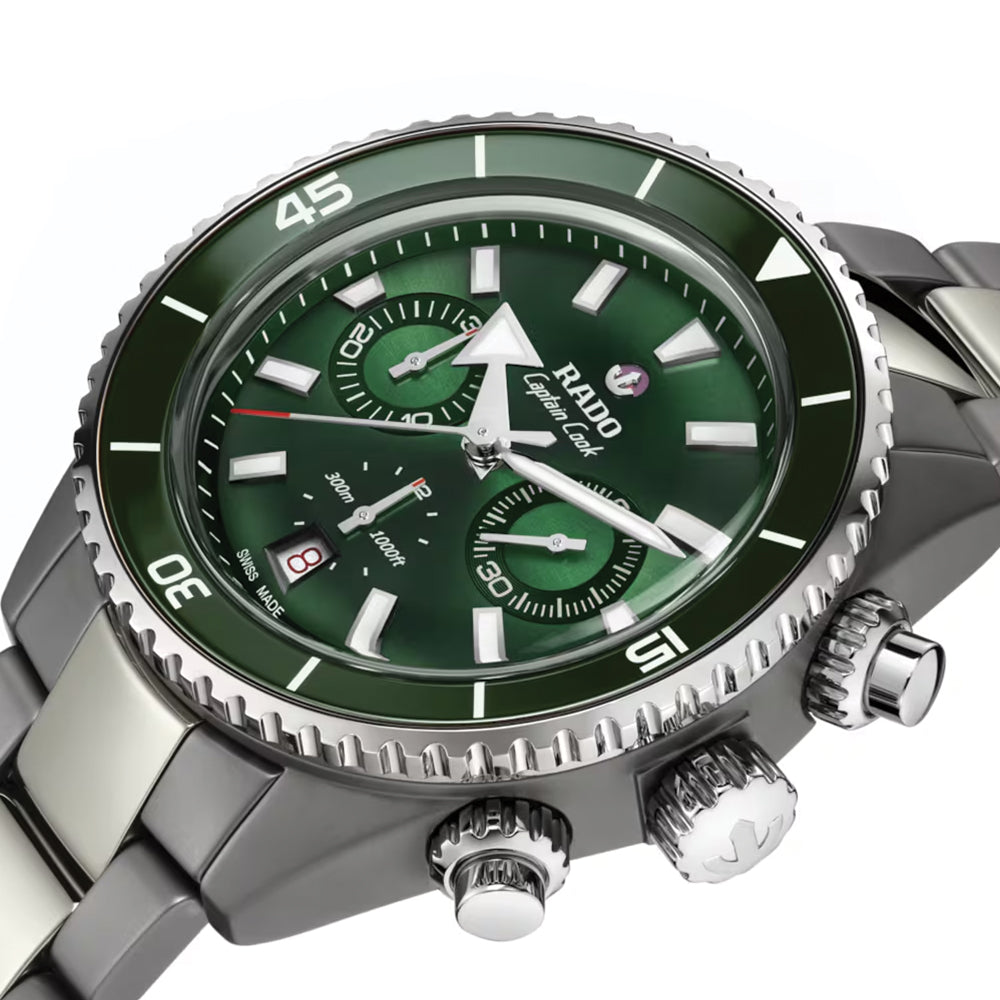 Captain Cook Automatic Chronograph 43mm - Green on Bracelet
