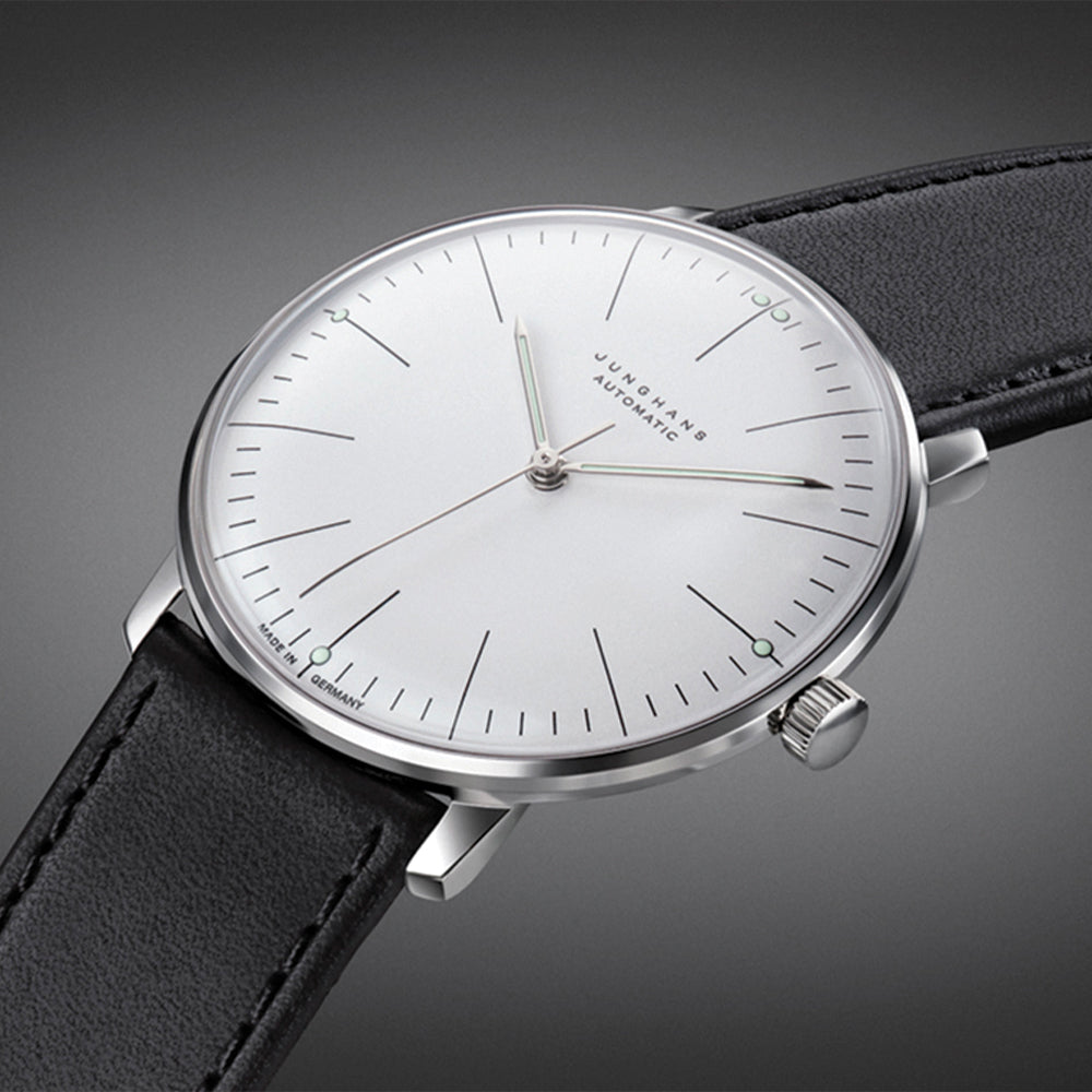 Max Bill Automatic Sapphire Crystal 38mm - White on Leather Strap
