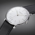 Max Bill Automatic Sapphire Crystal 38mm - White on Leather Strap