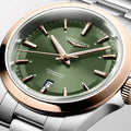 Conquest 30mm - Green w/ Pink Gold Bezel on Bracelet