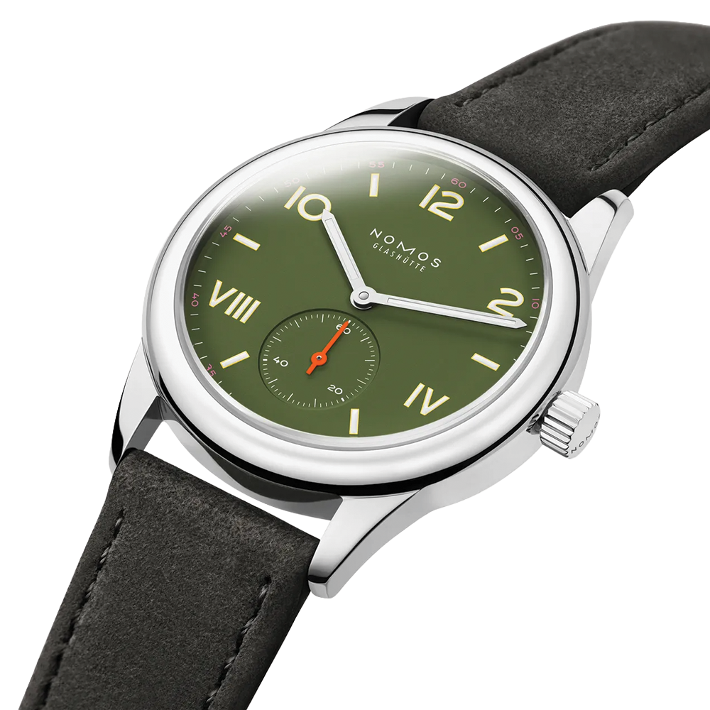 Club Campus Steel Back 36mm - Olive on Leather Strap
