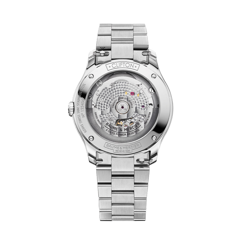 Clifton Round Baumatic 39mm - White on Bracelet