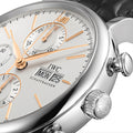Portofino Chronograph Gold Accents 42mm - Silver-Plated on Leather Strap