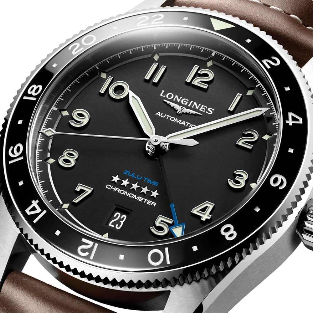 Spirit Zulu Time 39mm - Black on Leather Strap