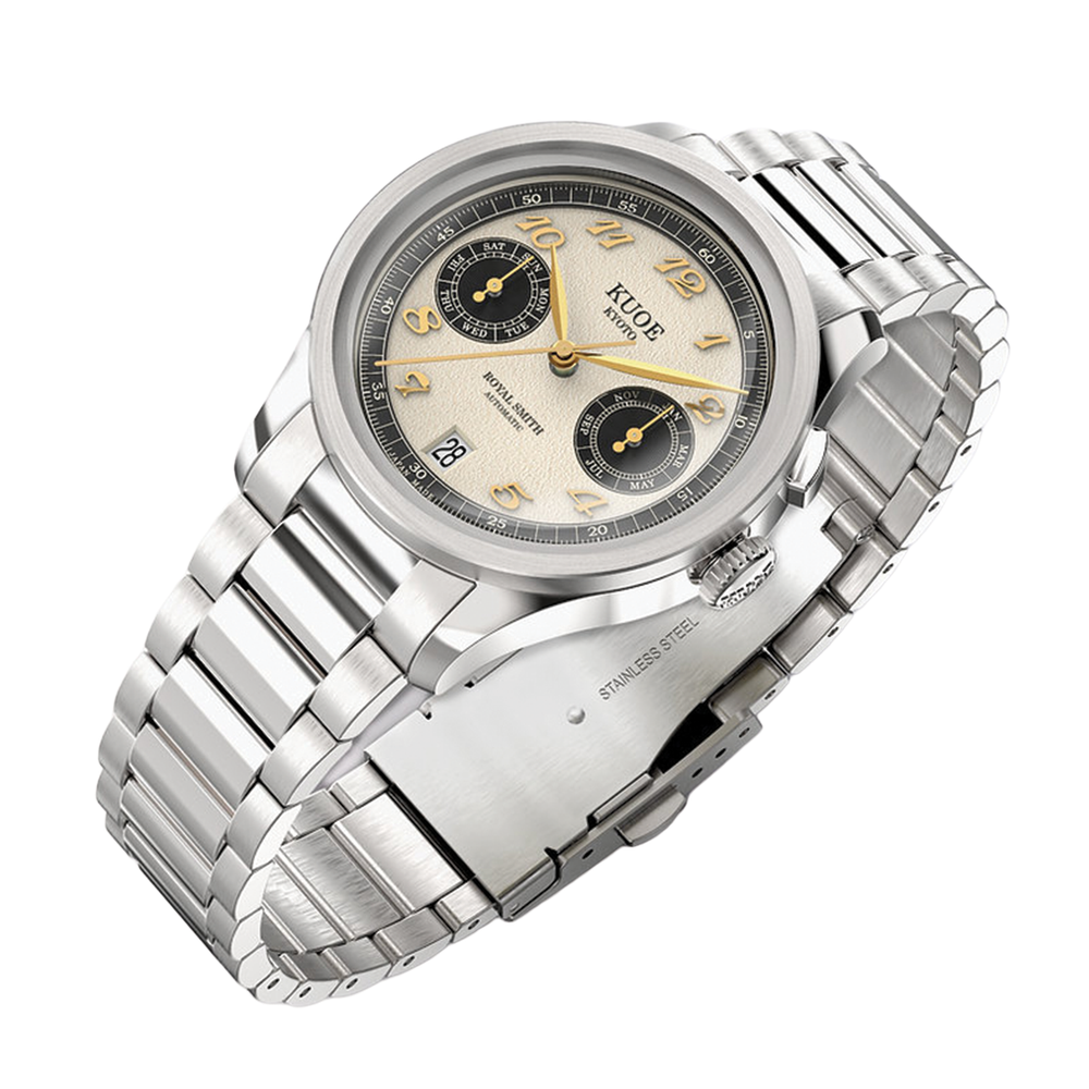 ROYAL SMITH Panda x Grainy Finish 35mm - Ivory on Flat-Link Bracelet