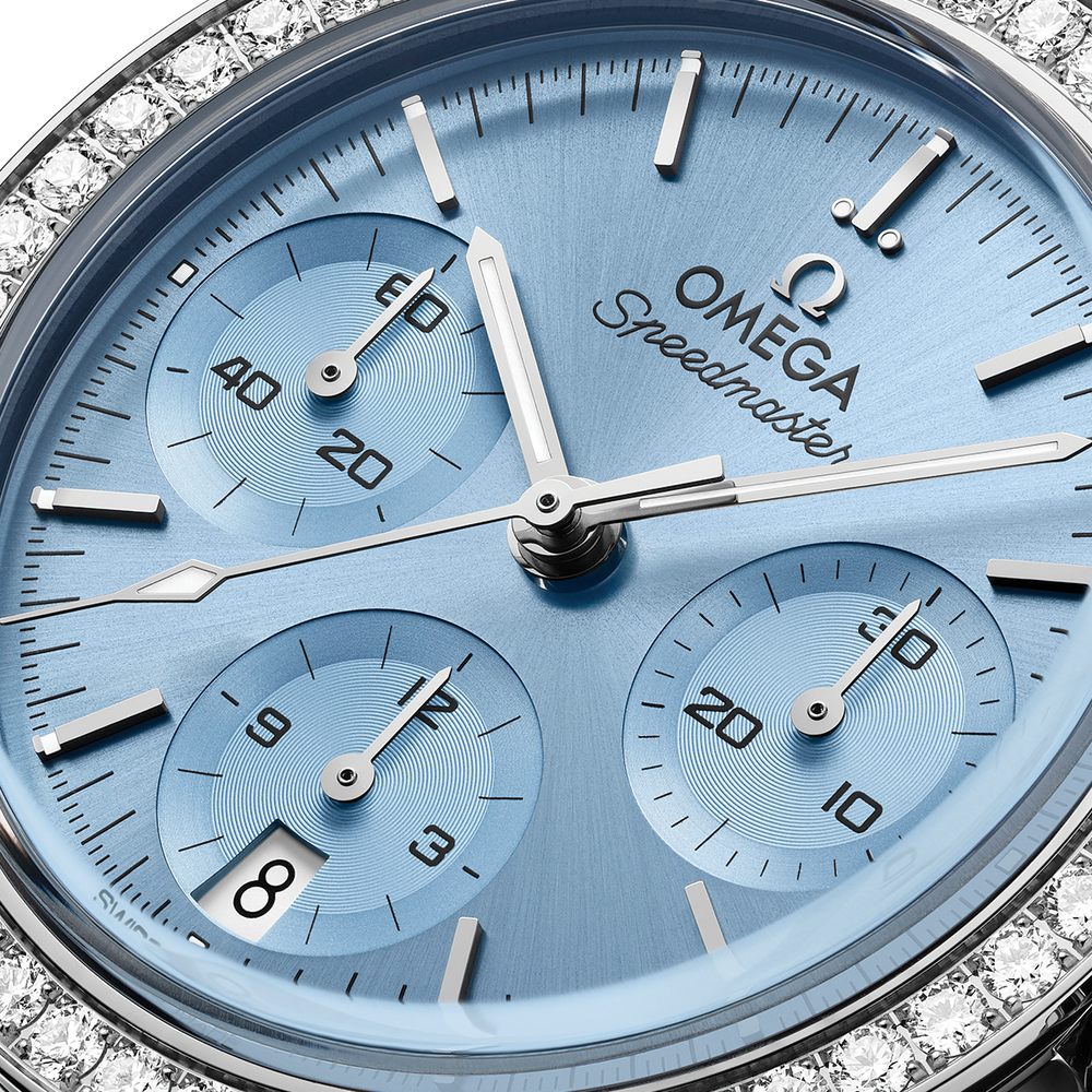 Speedmaster Chronograph 38mm - Ice Blue, Diamond-Set Bezel on Bracelet