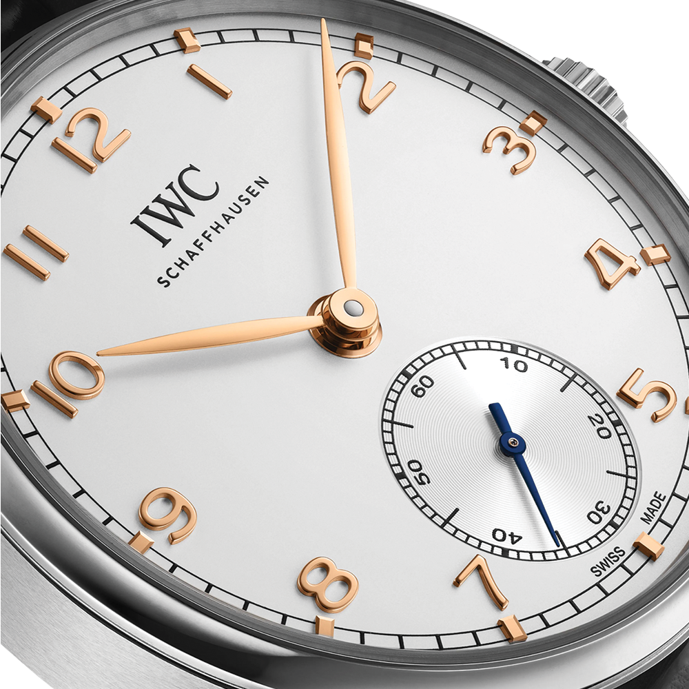 Portugieser Automatic 40mm - Silver w/ Black Accents on Leather Strap