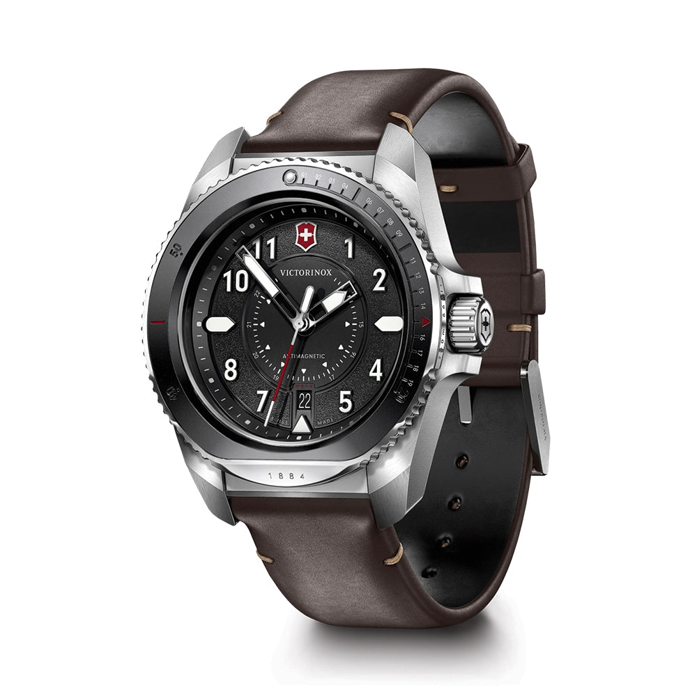 Journey 1884 Quartz 43mm - Black on Leather Strap w/ Extra Rubber Strap