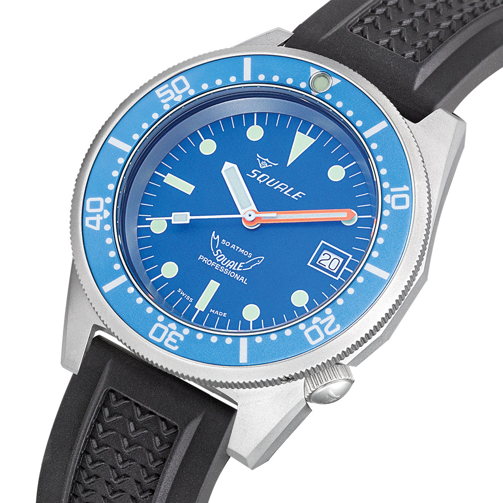 1521 Blue Blasted 42mm - Blue on Rubber Strap
